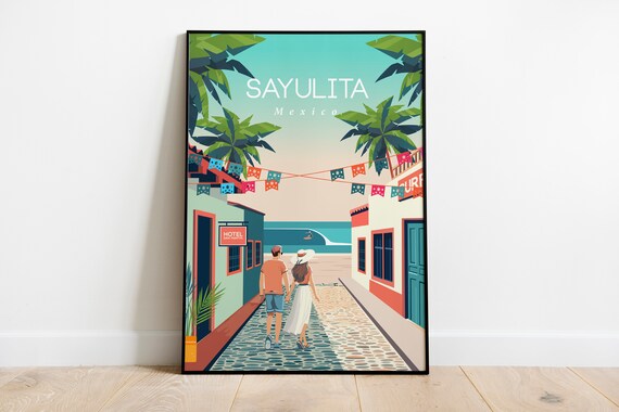 Sayulita Mexico Travel Poster Surf Beach File 12x16 Inches
