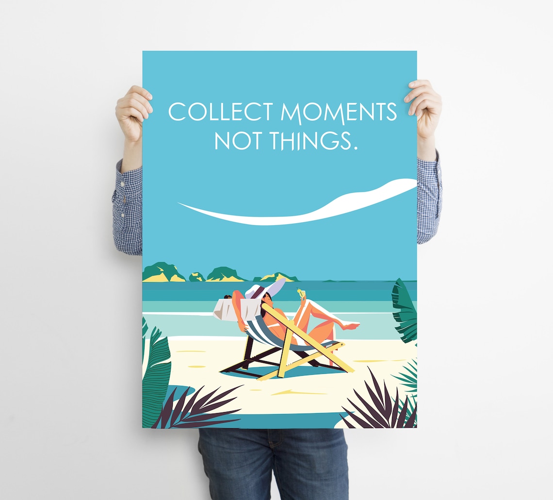 Collect Moments Not Things Ocean Beach Quote Inspirational Poster - Image 2