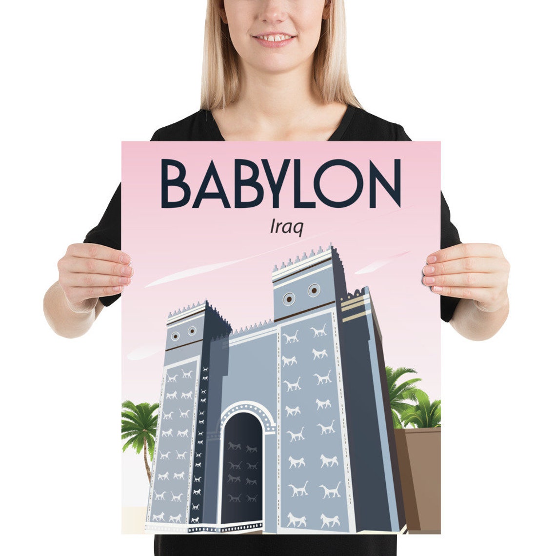 Babylon Iraq Ishtar Gate Blue Tiles Ancient Wonder Travel Poster - Image 2