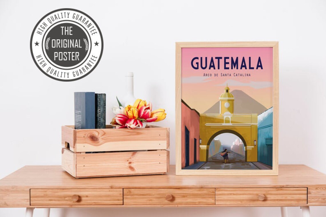 Guatemala Travel Poster, Antigua Guatemala