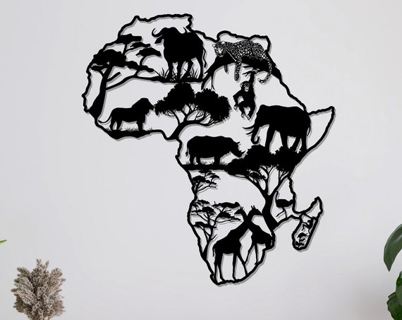 Africa Map and Wildlife Travel Poster, Home Office