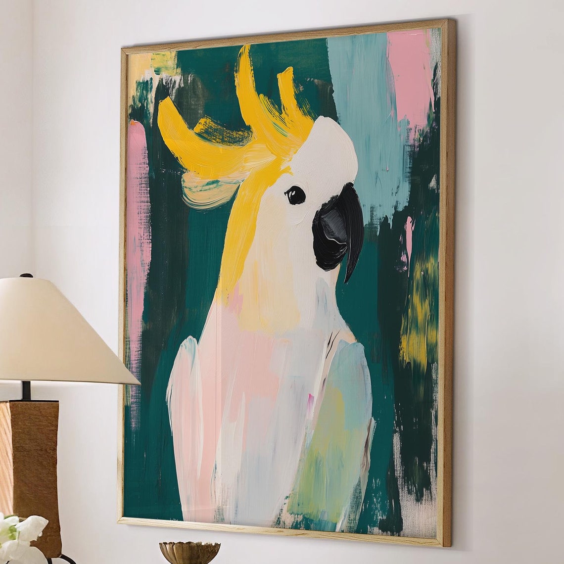 Cockatoo Yellow Crest Abstract Painterly Tropical Art Poster