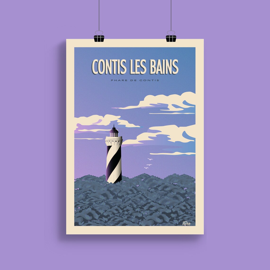 Contis Les Bains Contis Lighthouse Pines Vintage Travel Poster - Image 2