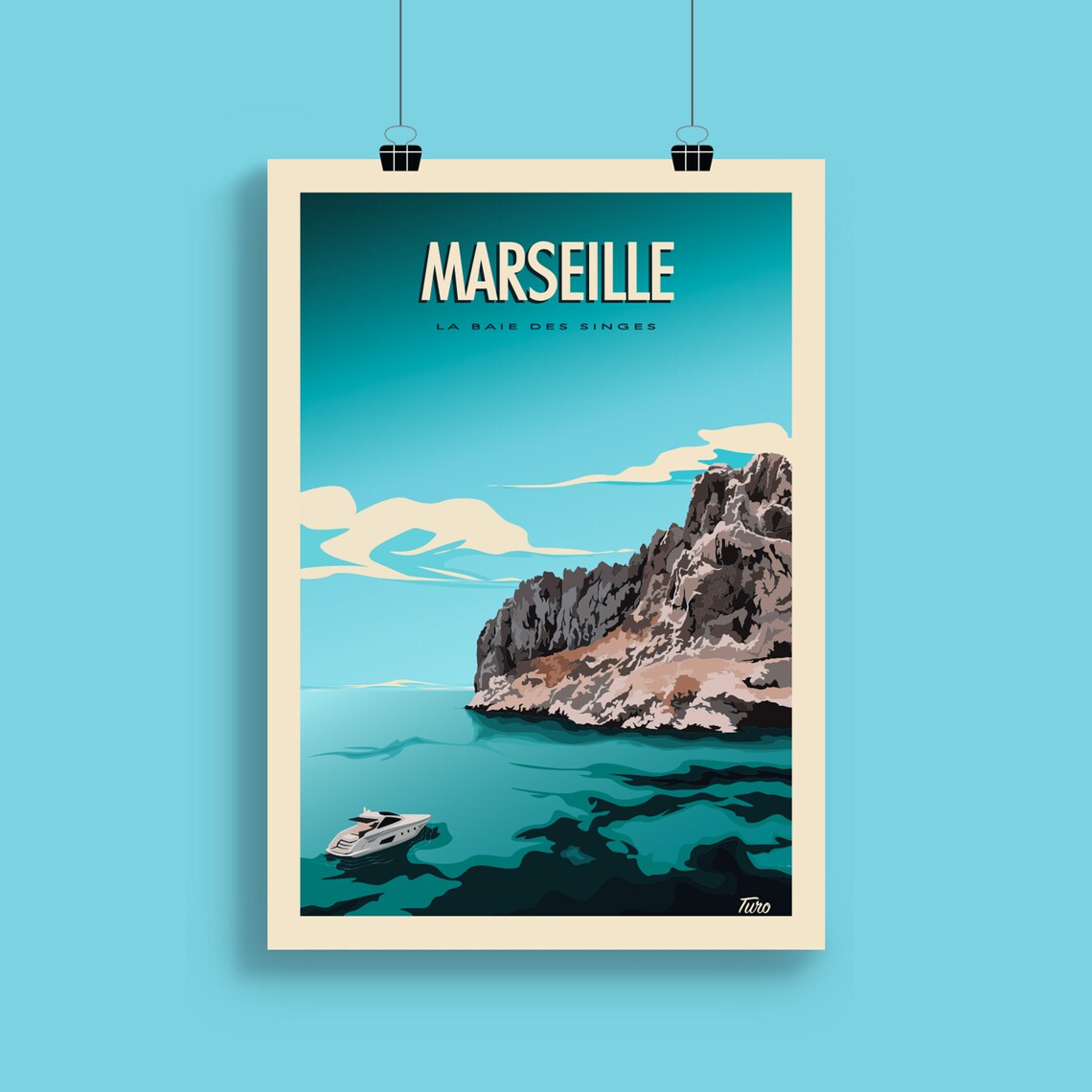 Marseille La Baie Des Singes Vintage Travel Poster - Image 2