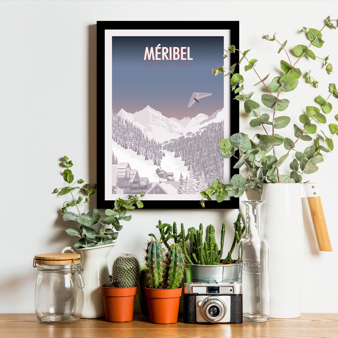 Meribel Coeur Des 3 Vallees Hang Glider Vintage Travel Poster - Image 2