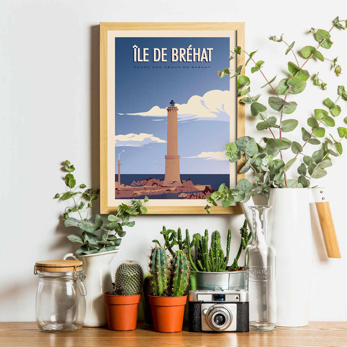 Island Of Brhat Travel Poster Poster Lighthouse Of Haux De Brhat Vintage Poster Lighthouse Of Brittany France - Image 2