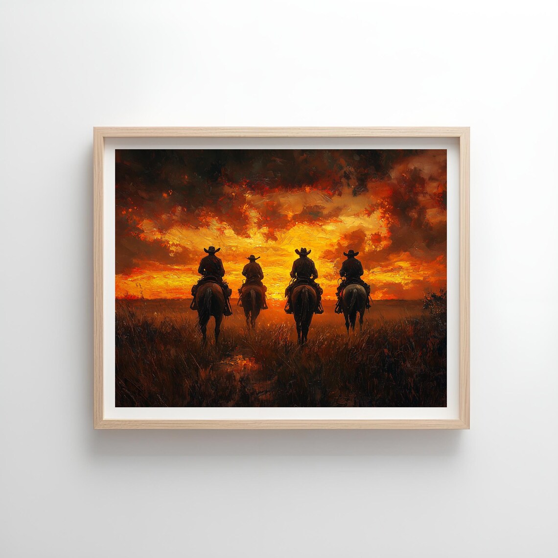 Western Sunset Riders Cowboy Horseback Art Print - Image 4