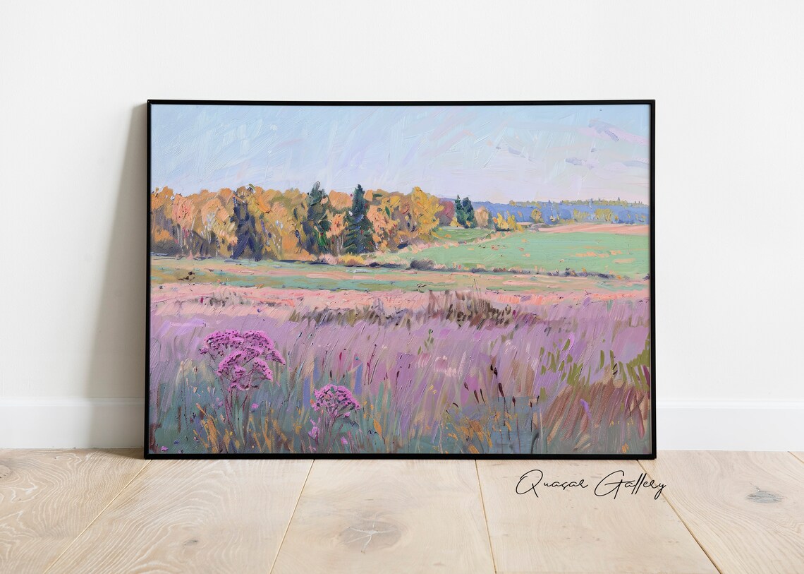 Impressionist Field Of Flowers Landscape Art Print - Image 3