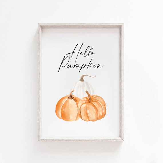 Hello Pumpkin Art Print, Autumn Seasonal Decor