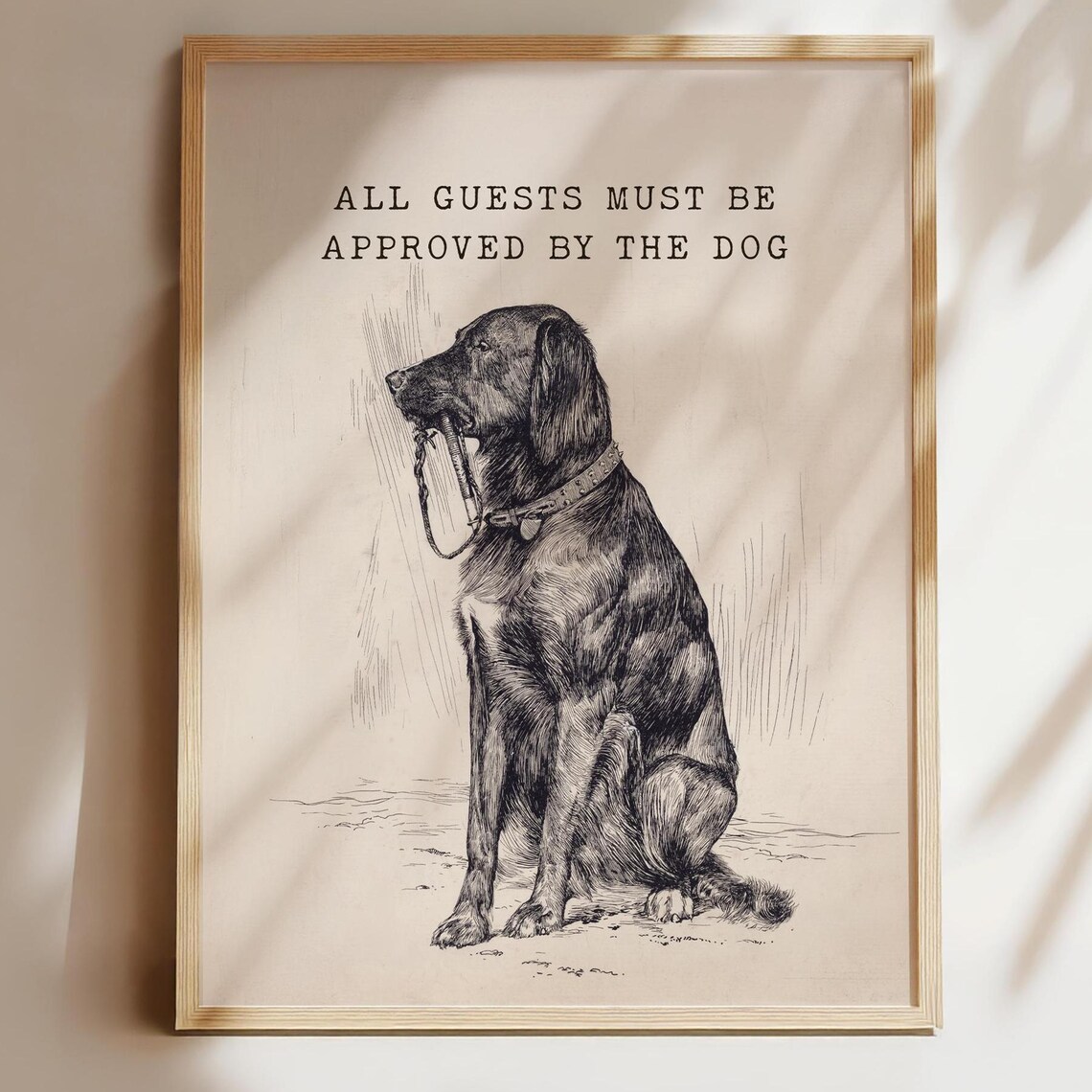 Funny Dog Print Vintage Sketch Art All Guests Must Be Approved