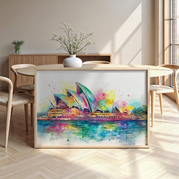 Sydney Opera House Watercolour Framed Poster Luxurious Design Ready To Hang Art