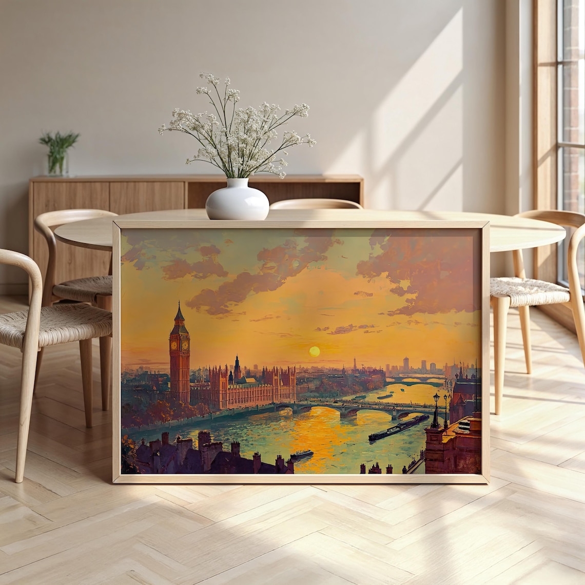 London Big Ben Houses Of Parliament Sunset River Thames Cityscape Poster