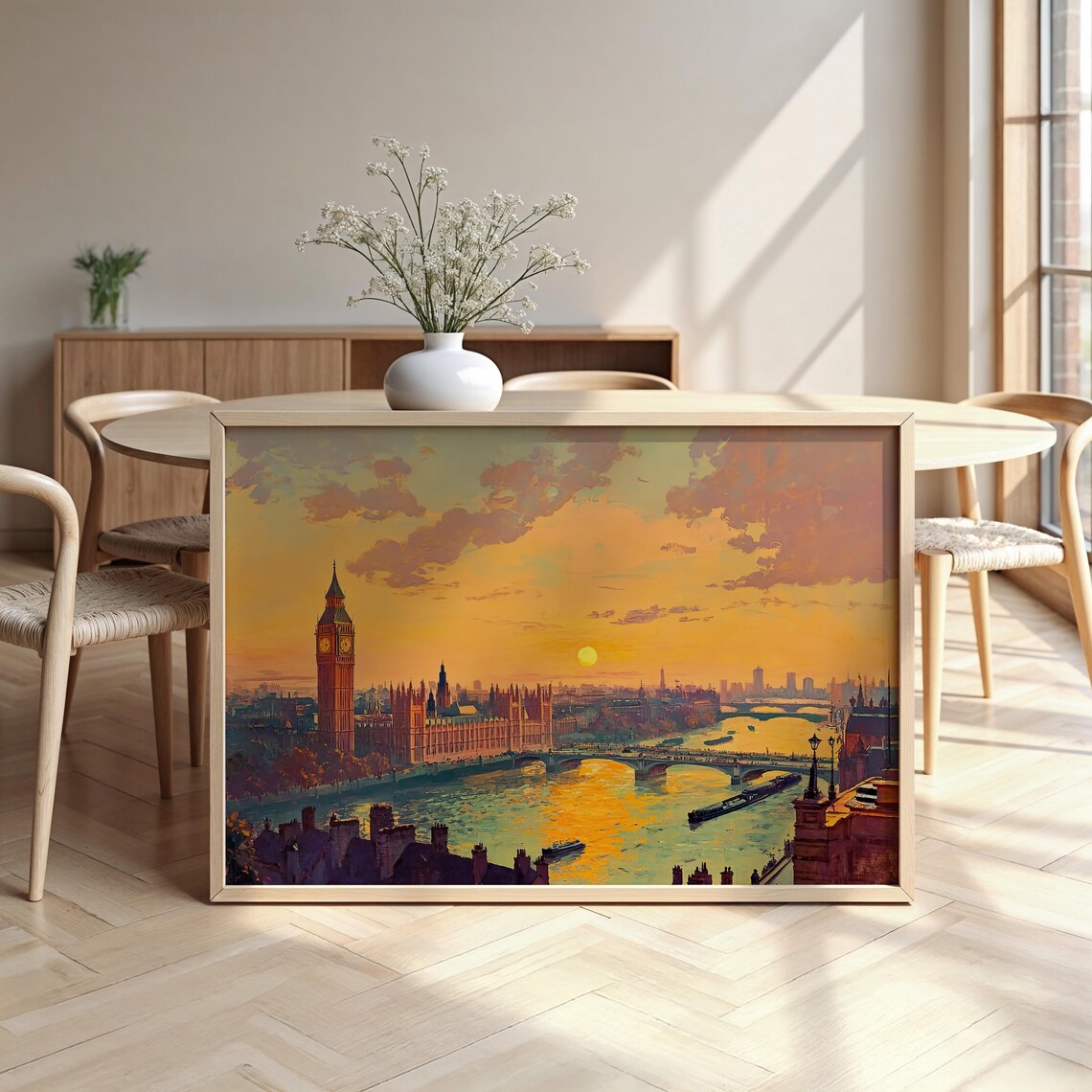 London Cityscape Vintage Framed Poster Luxurious Design Ready To Hang Art