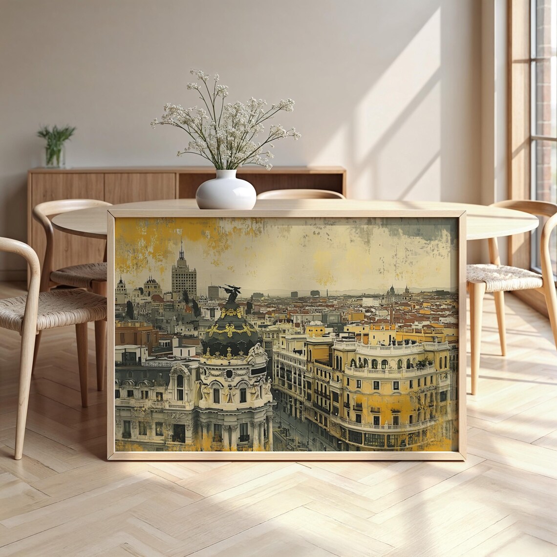 Madrid Spain Golden Hour Historic Skyline Cityscape Art Poster