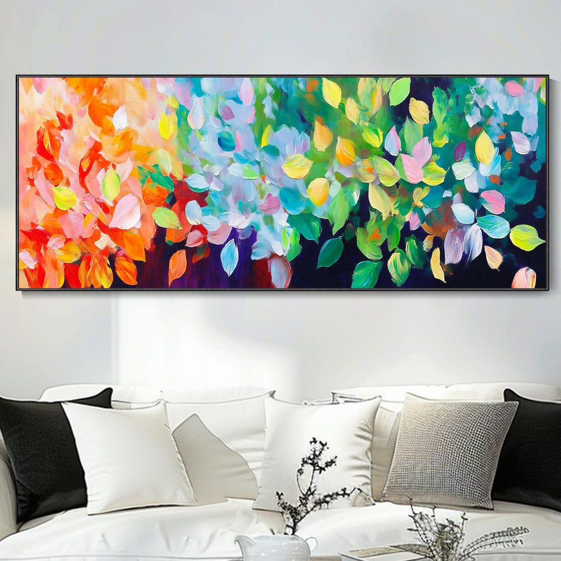 Colorful Abstract Floral Oil Painting Vibrant Textured Hand Knife Art Plant Decor Living Room Bedroom Wall Art New Home Housewarming Gift - Image 4