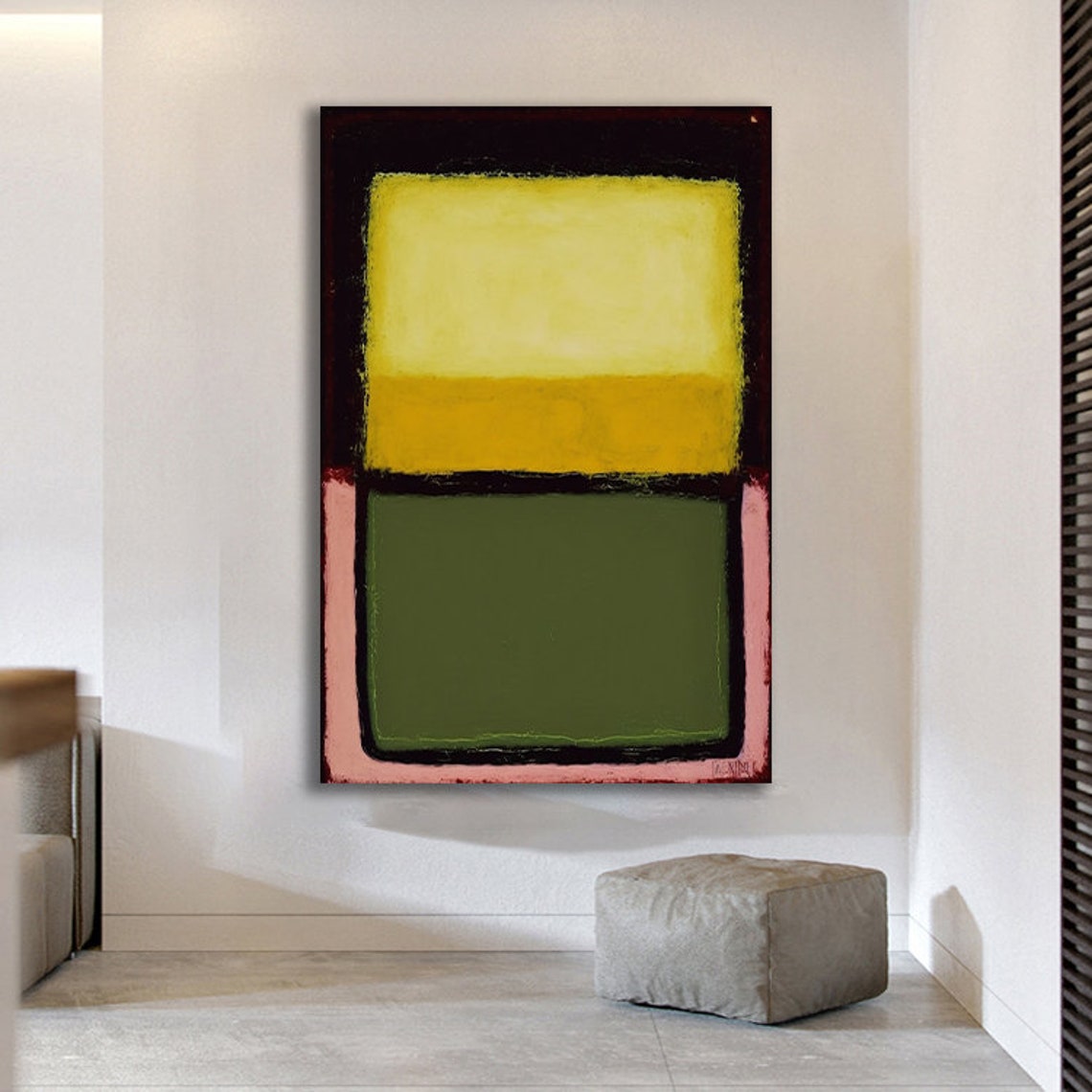Yellow Olive Green Color Field Abstract Rothko Style Wall Poster - Image 3