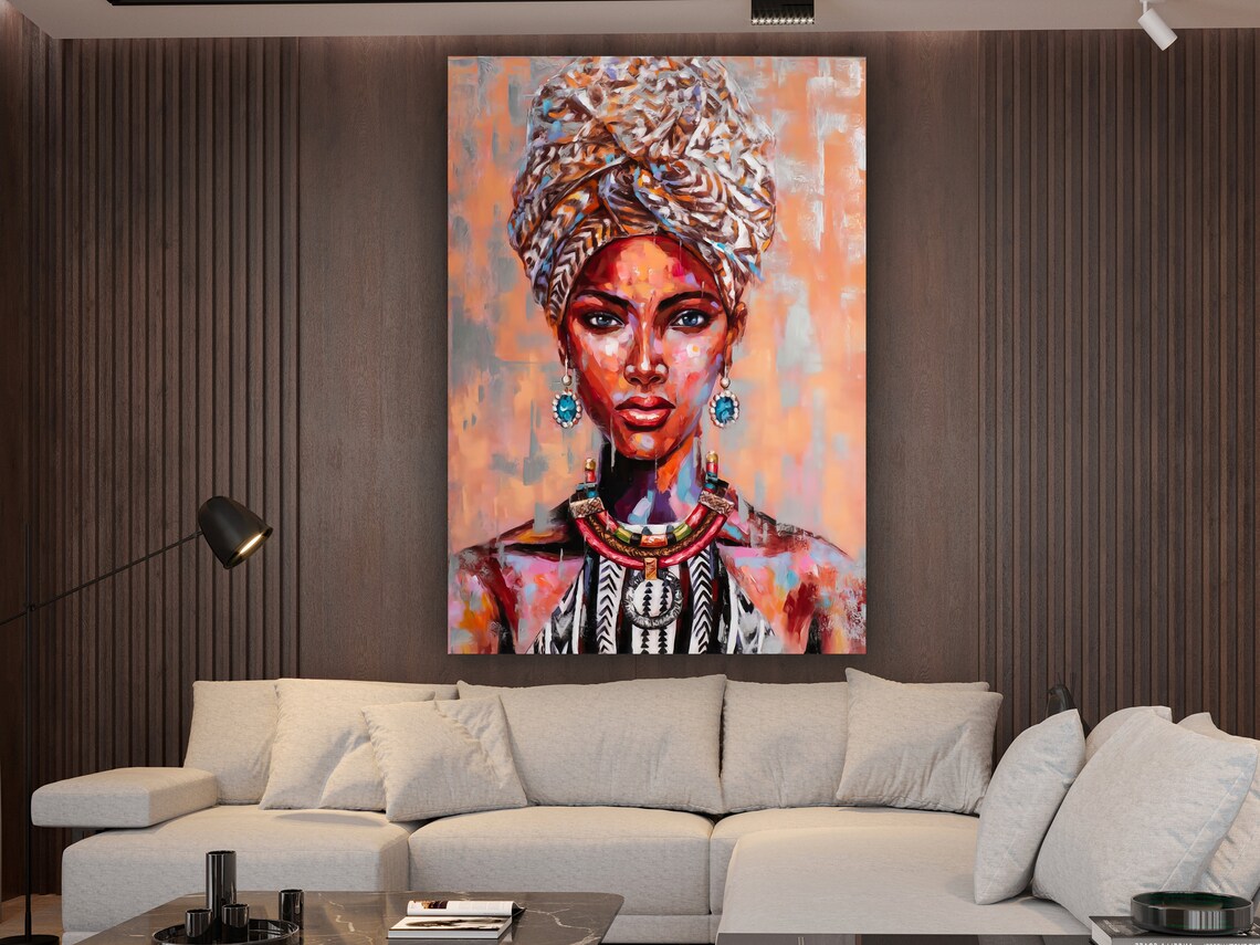 African Art Colorful African Wall Art Woman Face - Image 2