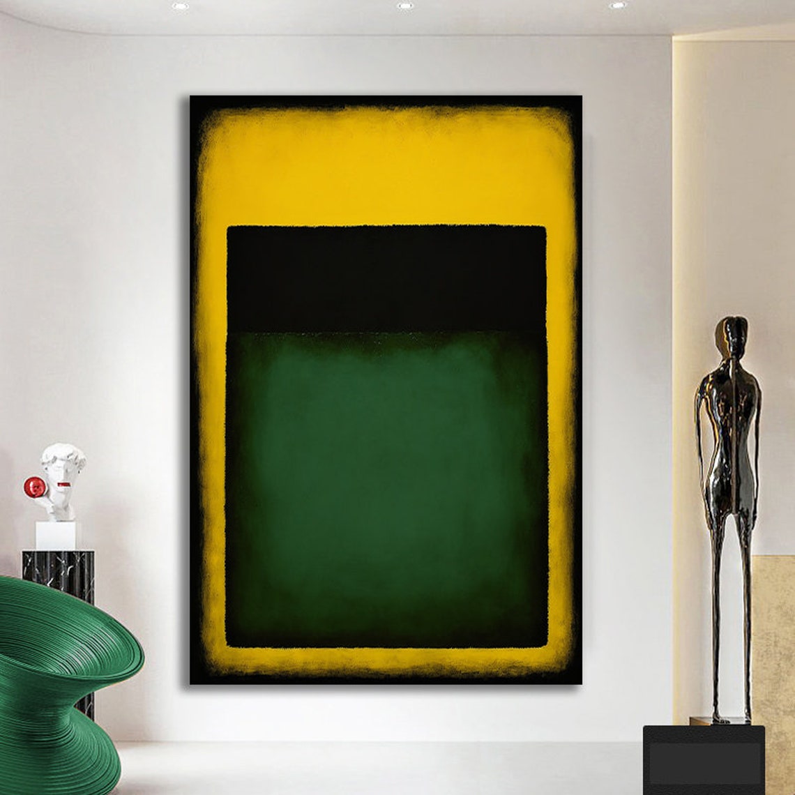 Glowing Yellow Black Green Color Field Rothko Style Art Poster - Image 2