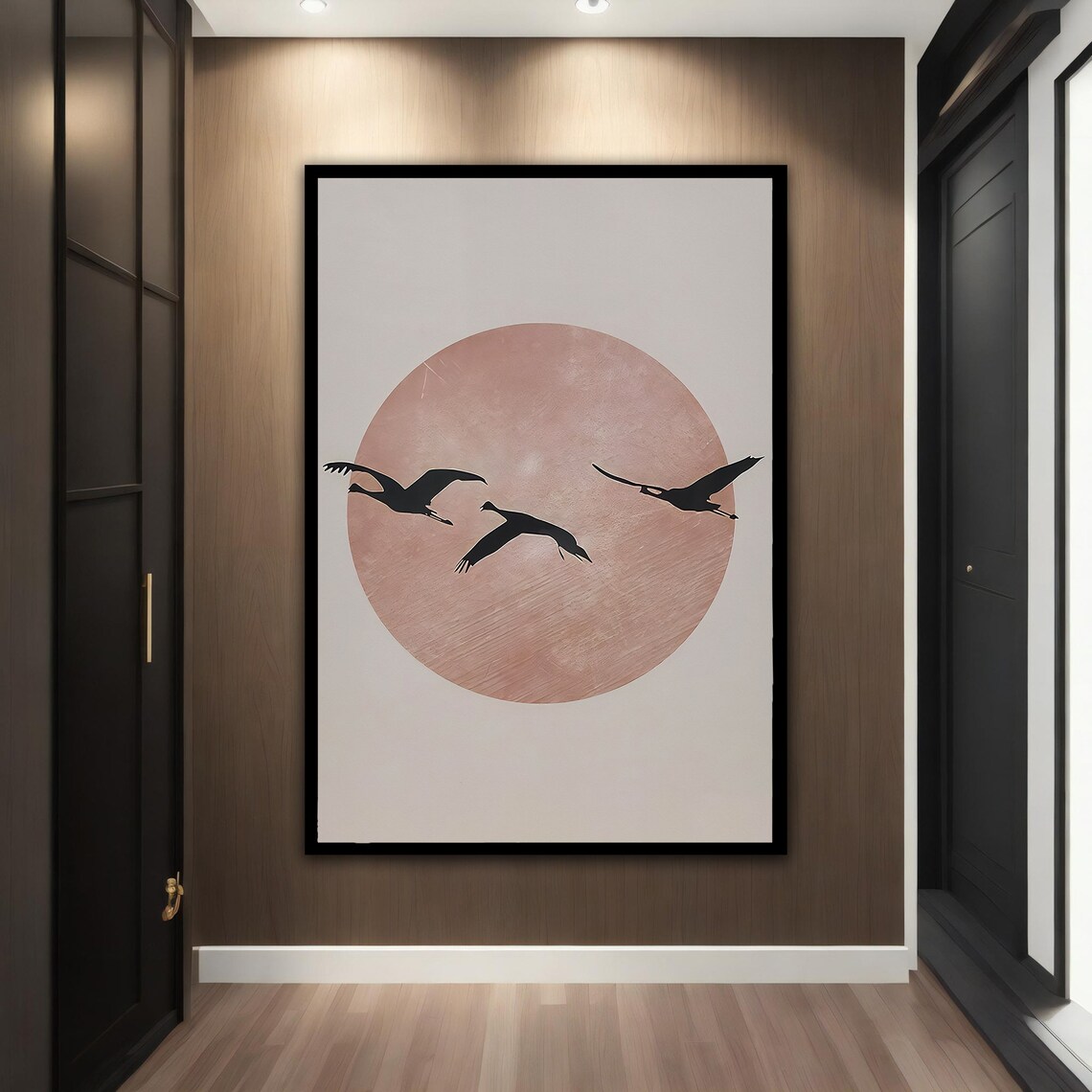 Modern Bird Painting, Abstract Flying Birds