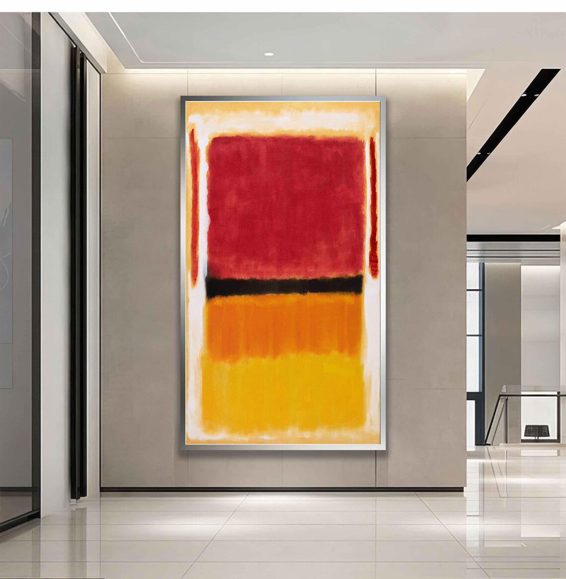 Rothko Style Red Orange Color Field Abstract Museum Exhibition Wall Art - Image 3
