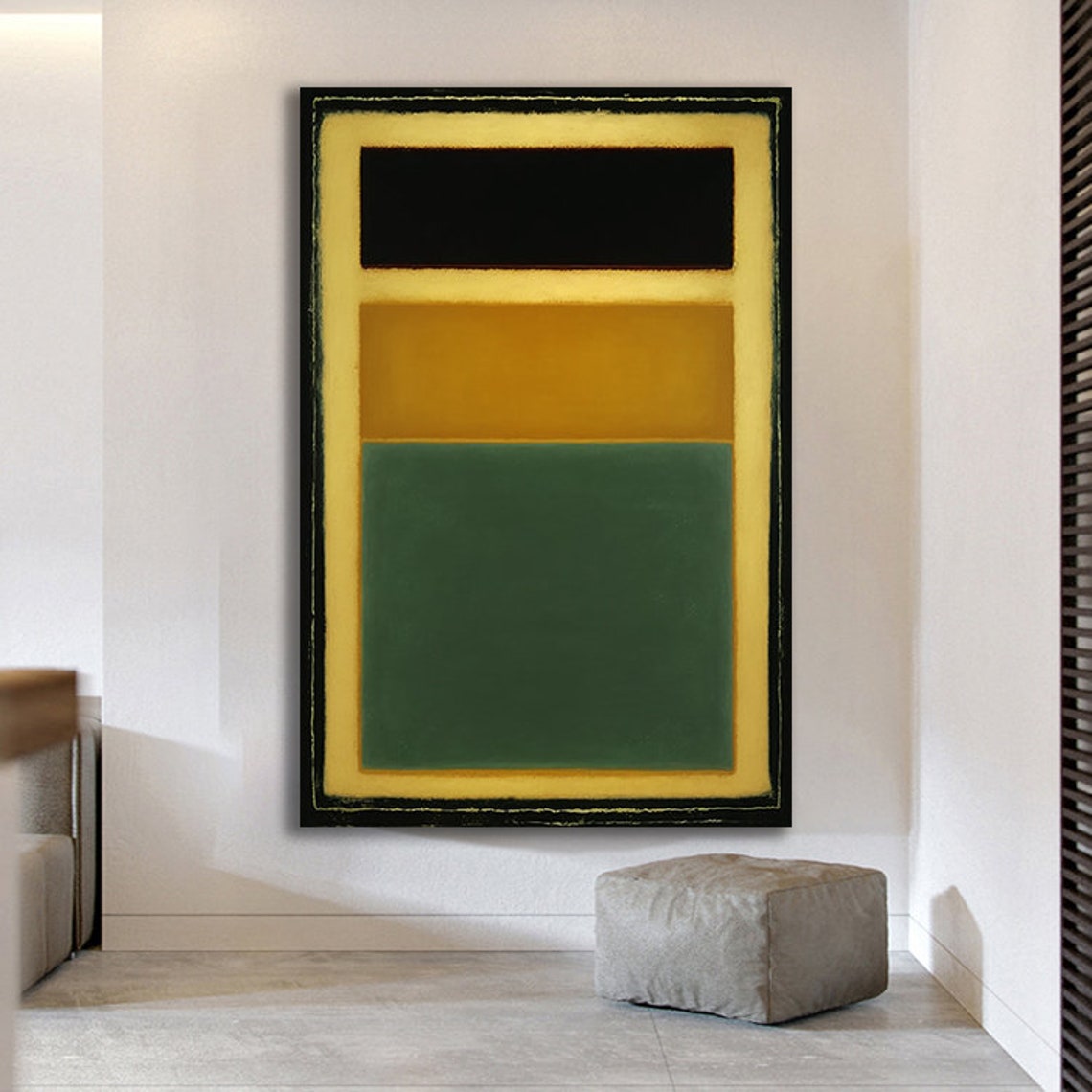 Black Gold Green Color Field Abstract Rothko Style Art Poster - Image 2