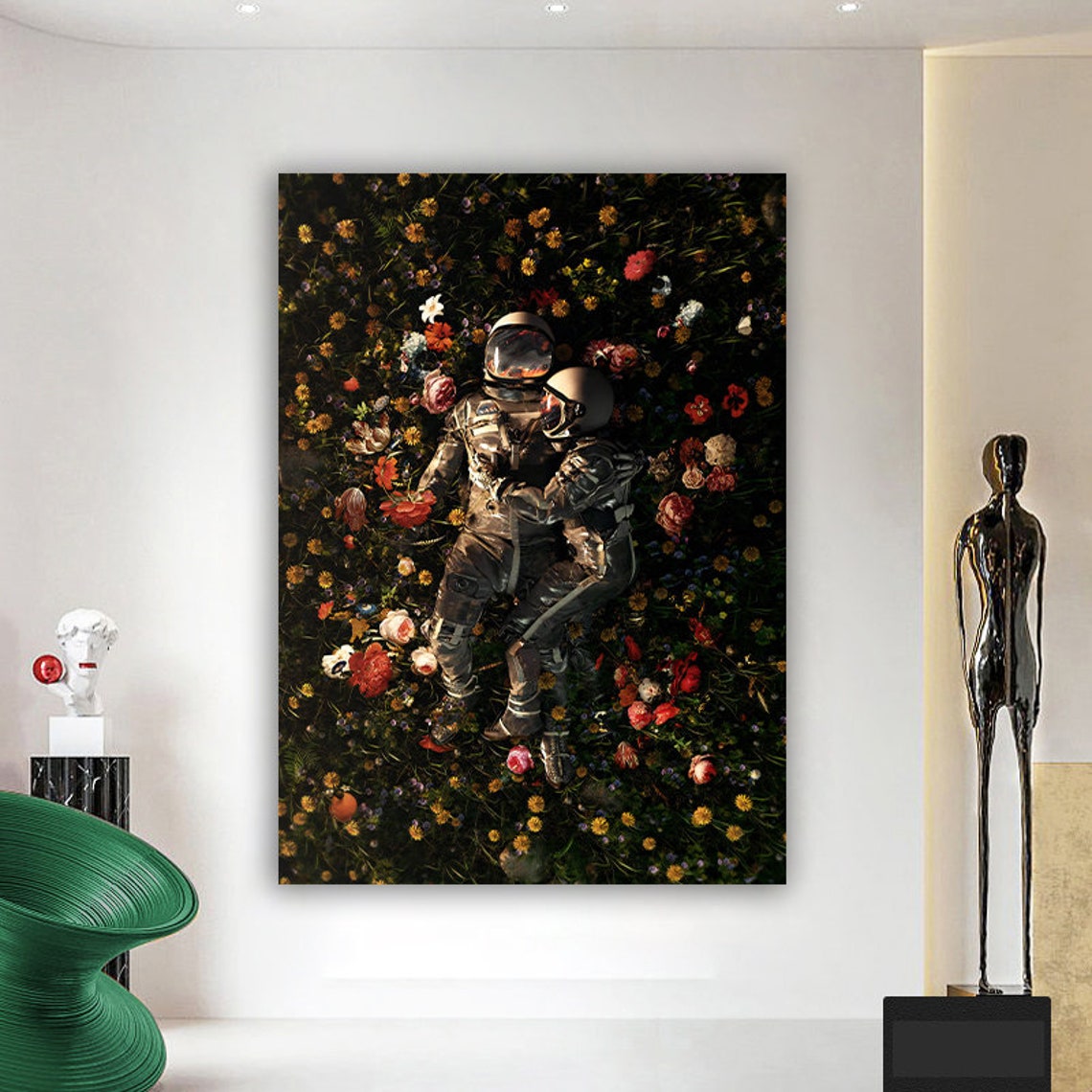 Flowers In Astronaut Poster Print