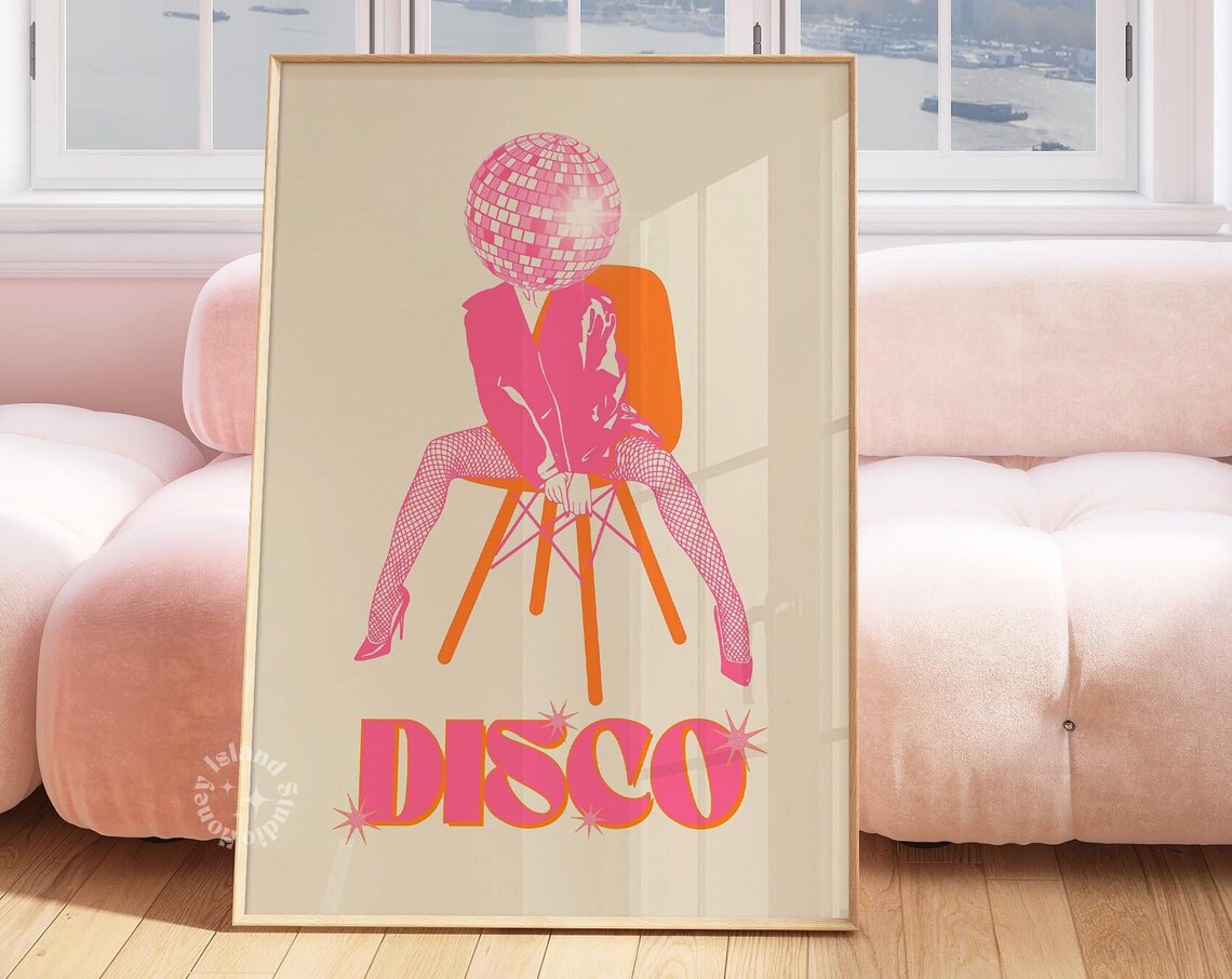 Retro Disco Prints, Y2K Apartment Decor Poster