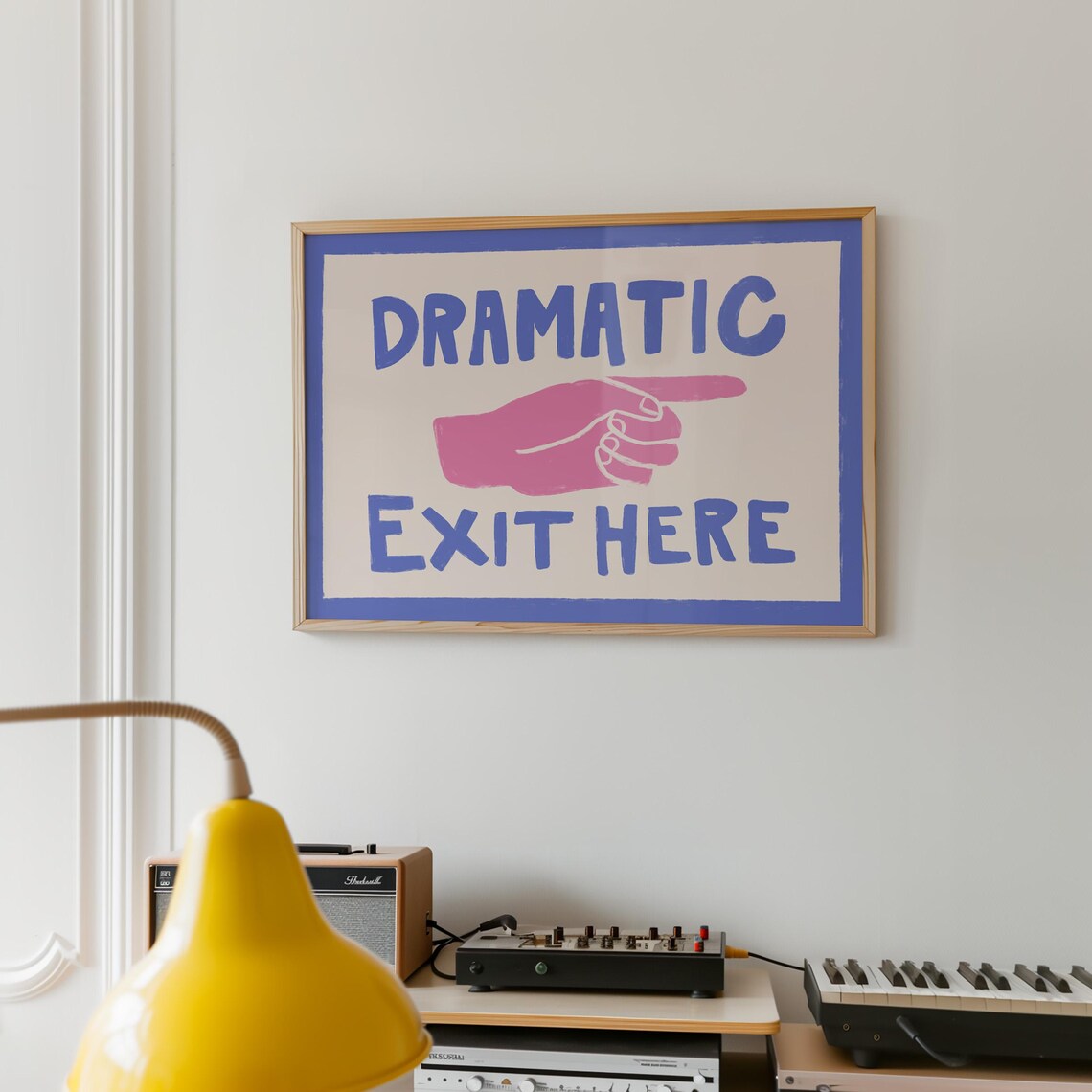 Dramatic Exit Funny Entryway Poster, Retro Quip