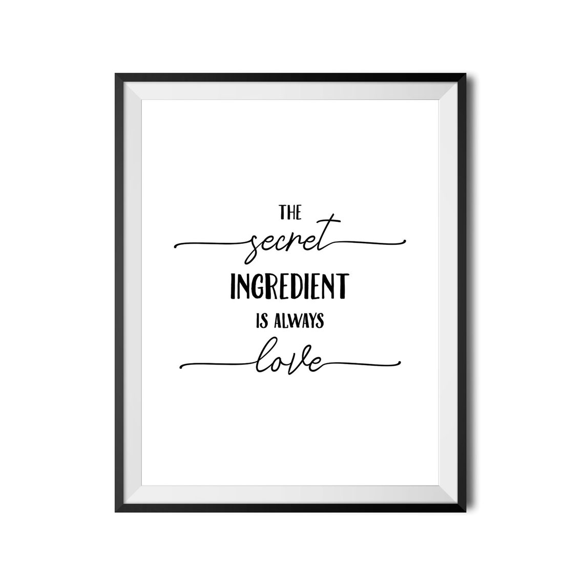 The Secret Ingredient Is Always Love Kitchen Script Quote Wall Art - Image 3
