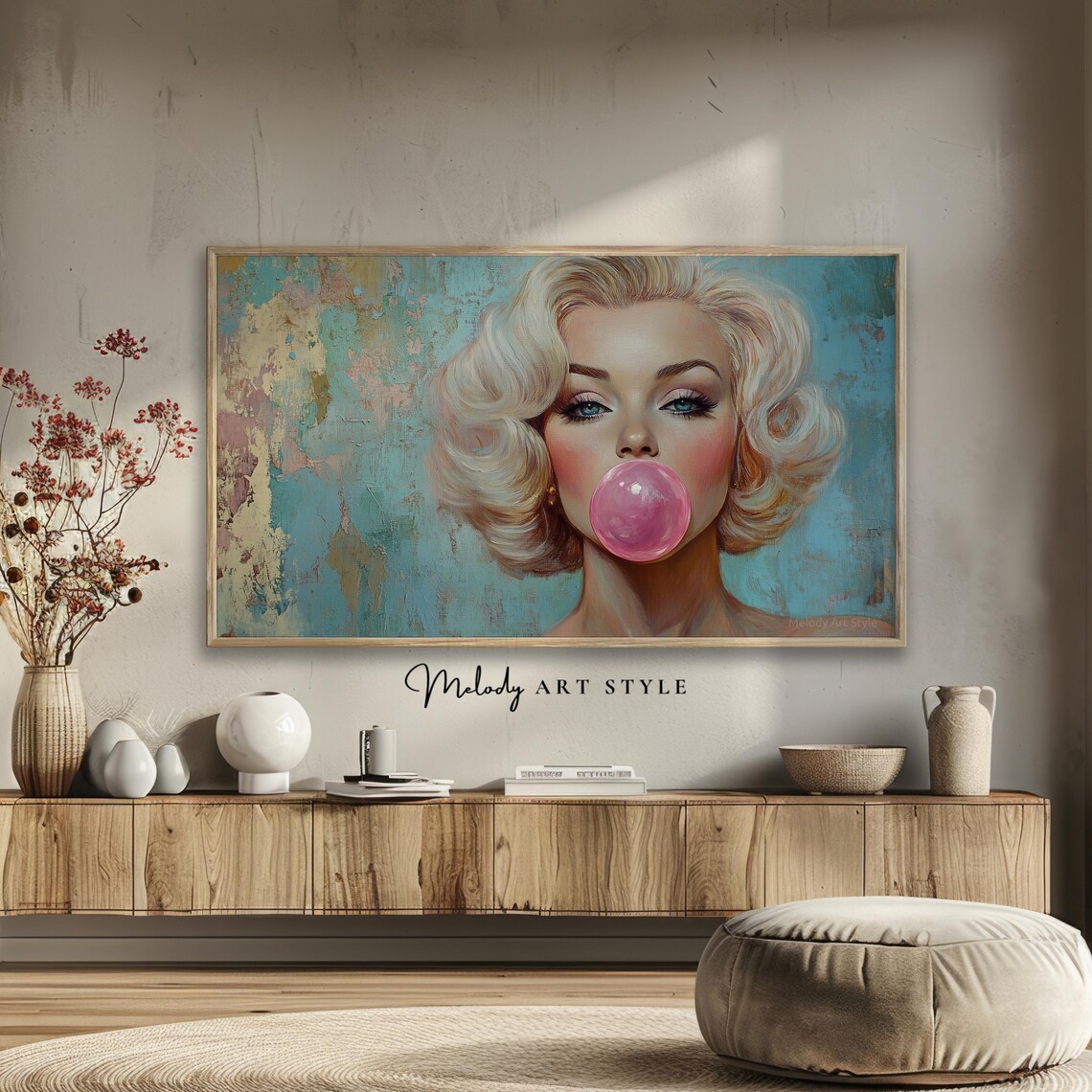 Vintage Bubble Gum Portrait, Retro Blonde Poster - Image 2