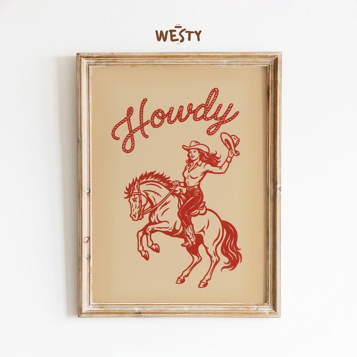 Howdy Cowgirl Bucking Horse Rodeo Retro Western Vintage Ranch Poster