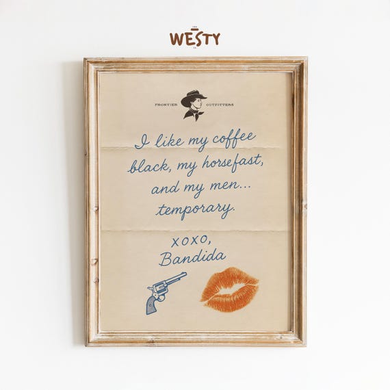 Bandida Poster Print Western Cowgirl Quote Wall Art Vintage Sassy Letter Decor