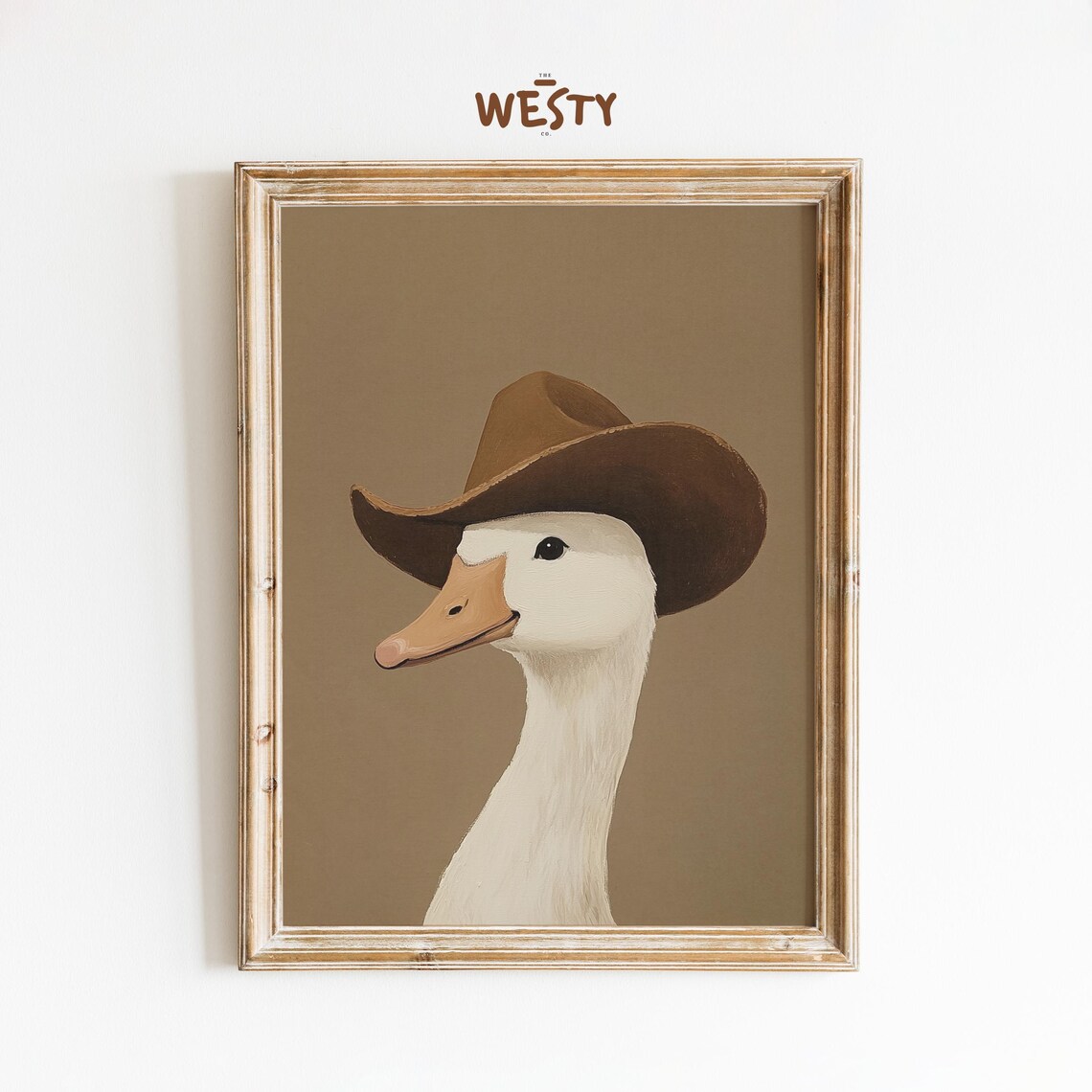 Cowboy Duck Wearing Hat Western Farmhouse Funny Animal Poster