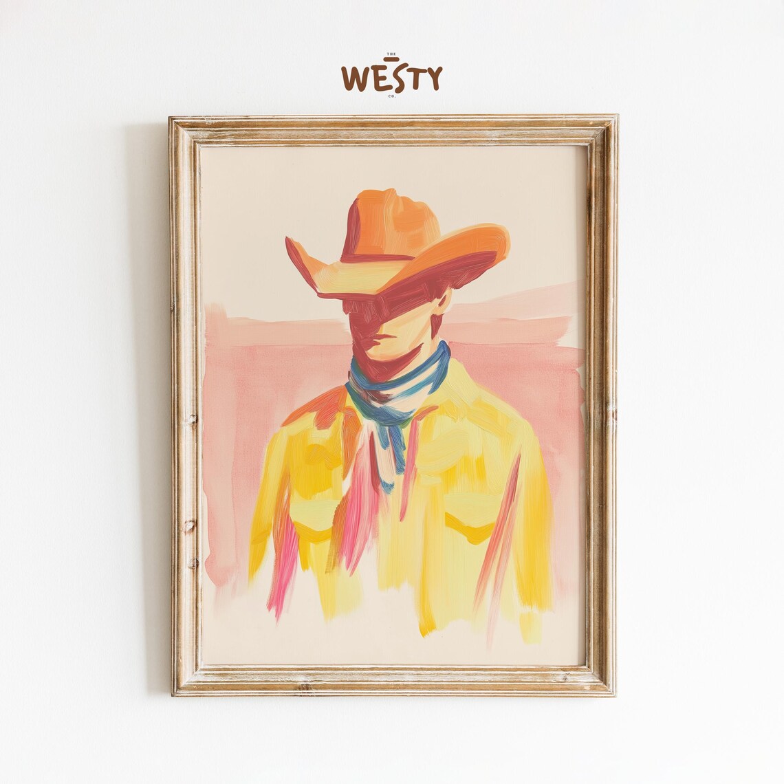 Colorful Cowboy Portrait Abstract Western Pop Art Style Poster