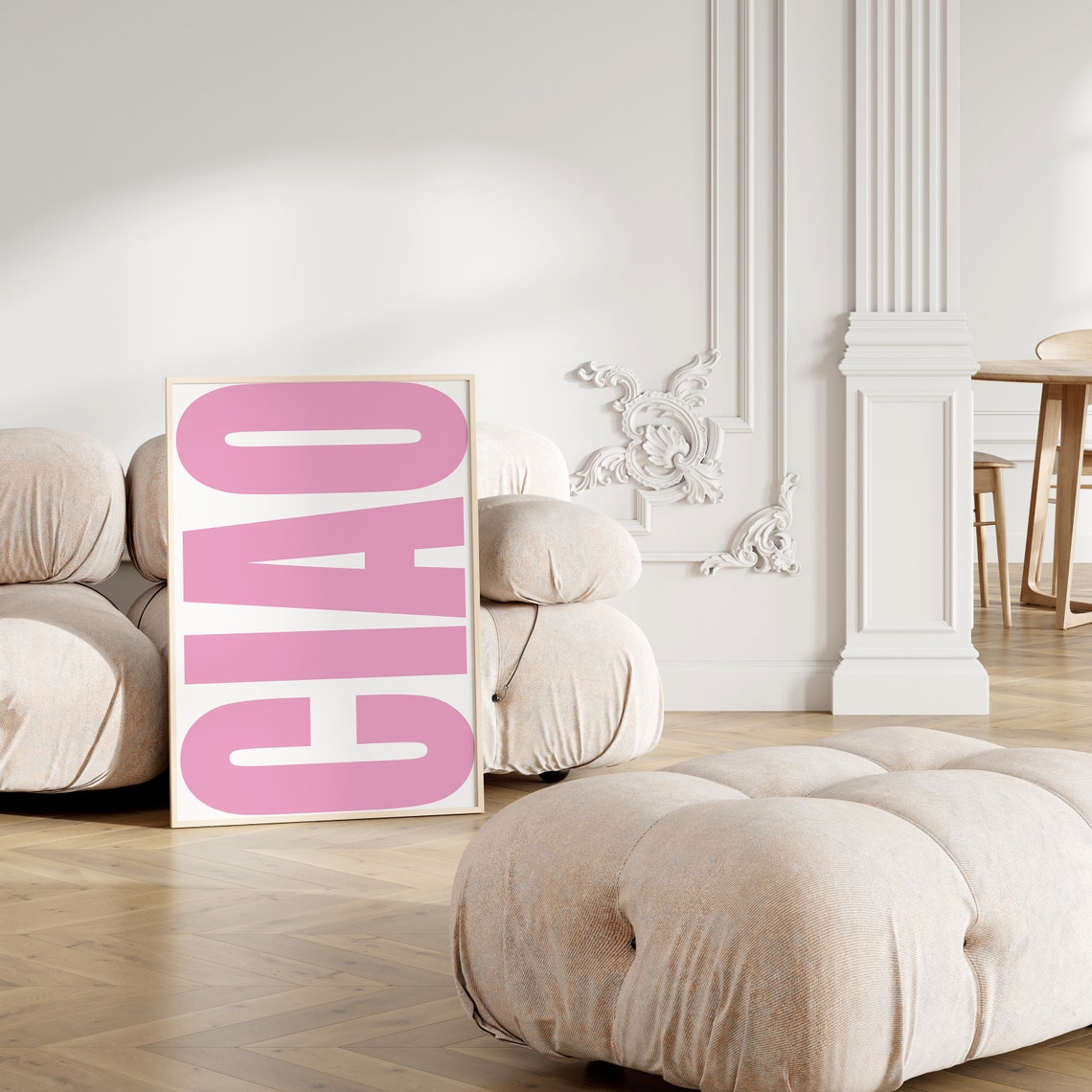 Ciao Pink Oversized Vertical Typography Italian Quote Poster - Image 3