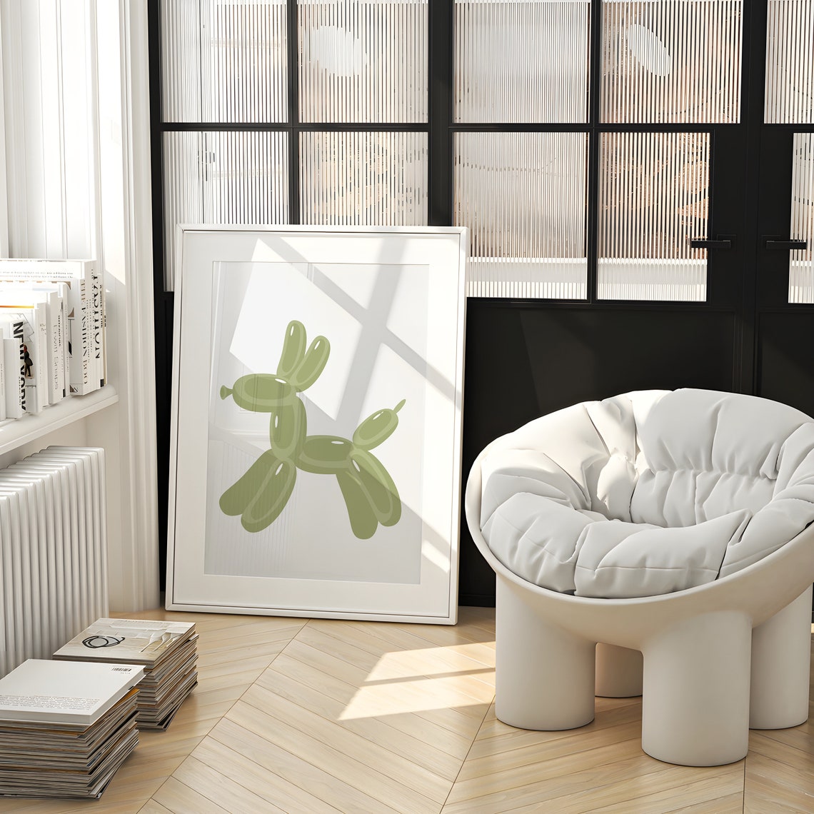 Sage Green Balloon Dog Pop Art Sculpture Modern Decor Poster - Image 2