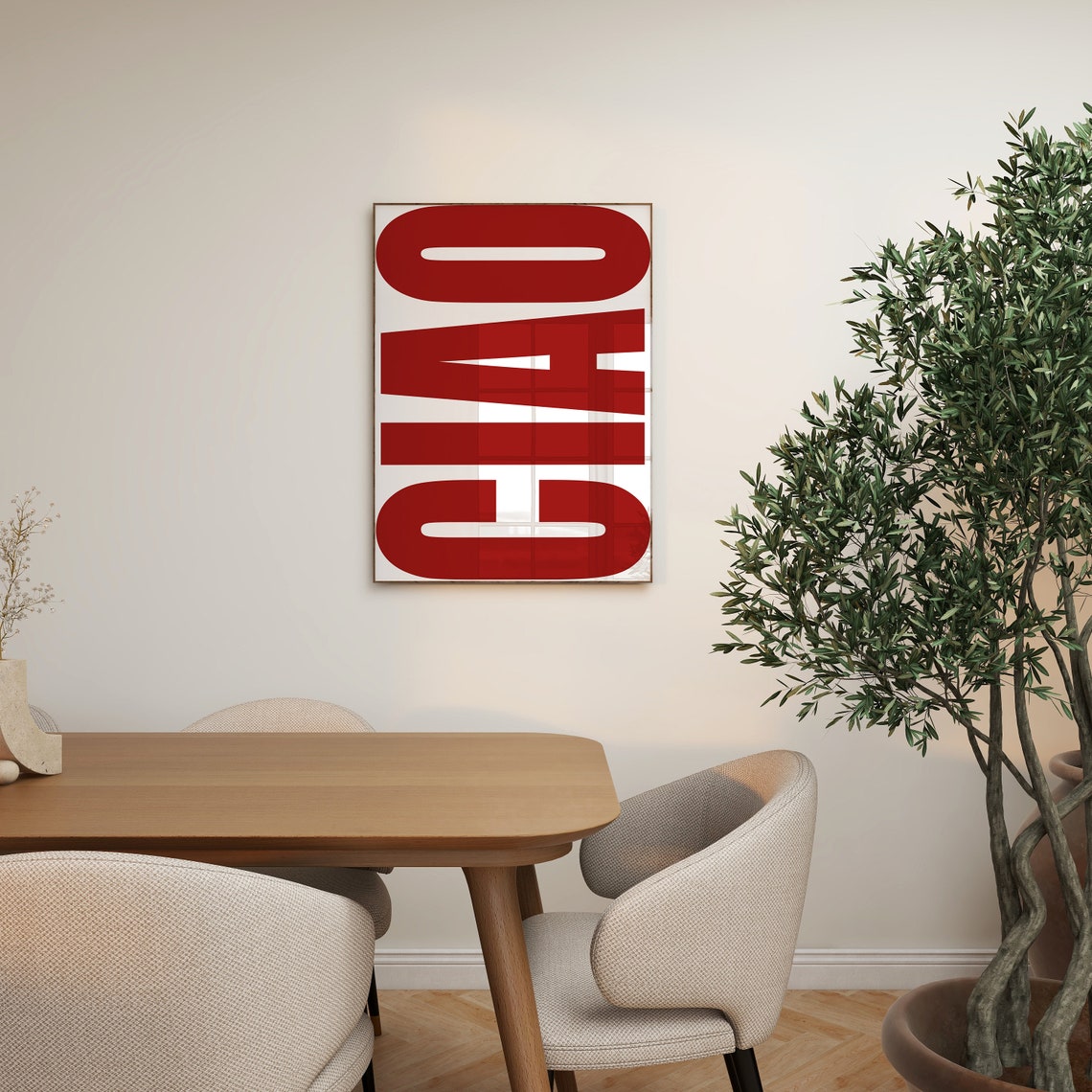 Ciao Bold Red Oversized Vertical Typography Italian Quote Poster - Image 3