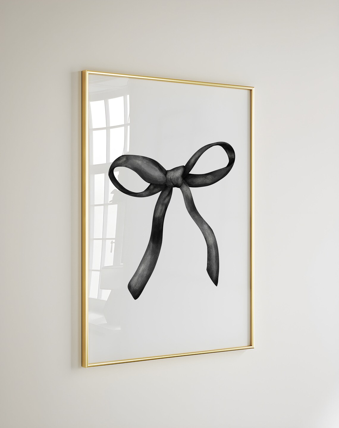 Elegant Black Ribbon Bow Hand Drawn Watercolor Illustration Poster