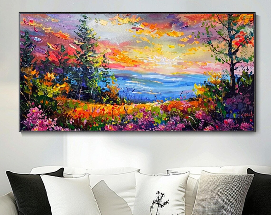 Grand Wall Landscape Oil Painting, Christmas Art Print