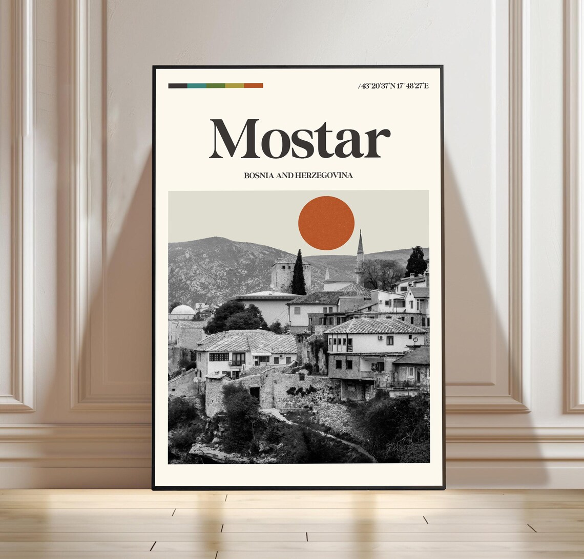 Historic Mostar Bosnia And Herzegovina Old Town Travel Poster