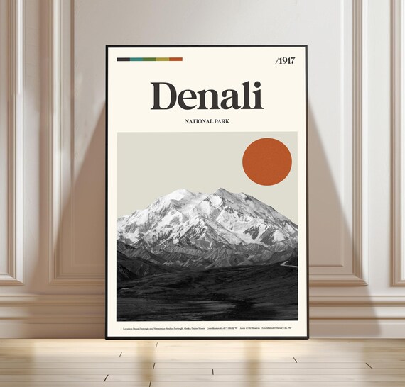 Denali National Park Alaska 1917 Vintage Mountain Travel Poster