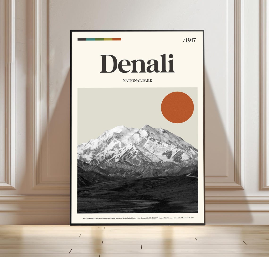 Denali National Park Alaska 1917 Vintage Mountain Travel Poster