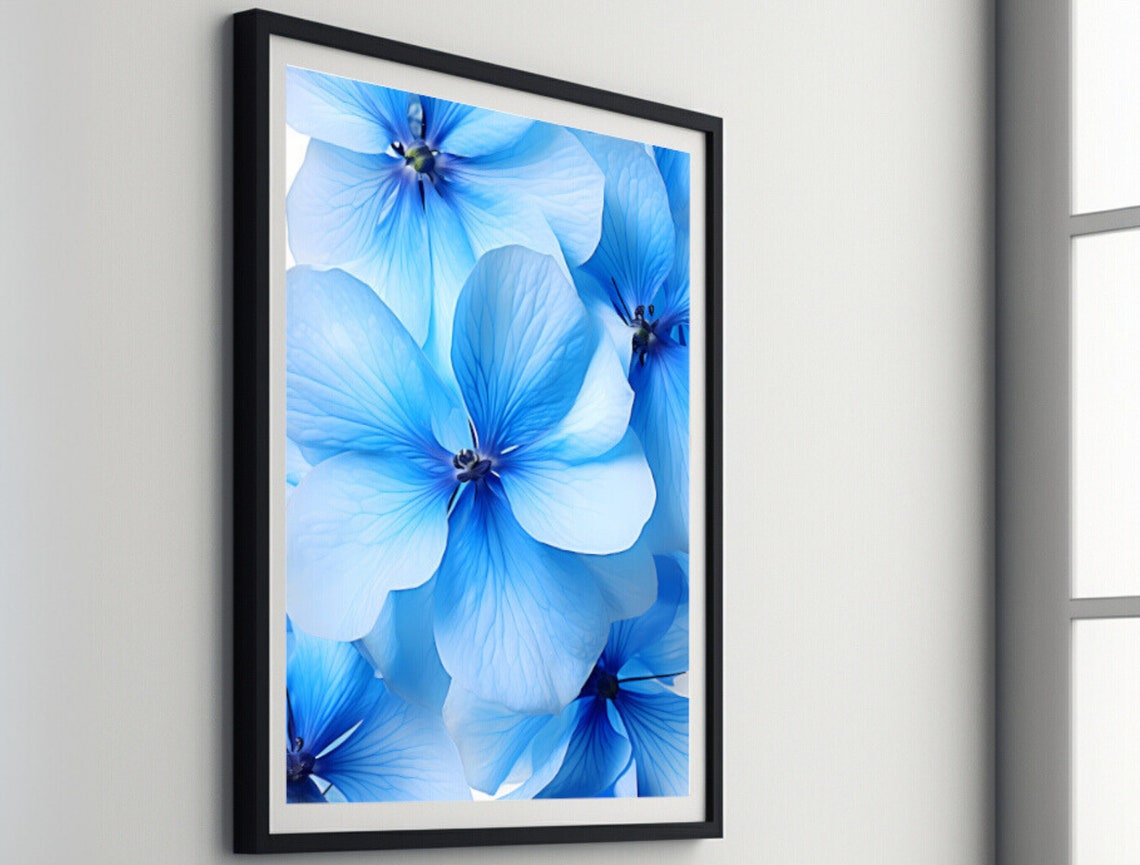 Vibrant Blue Hydrangea Bloom Close Up Botanical Garden Art Print - Image 3