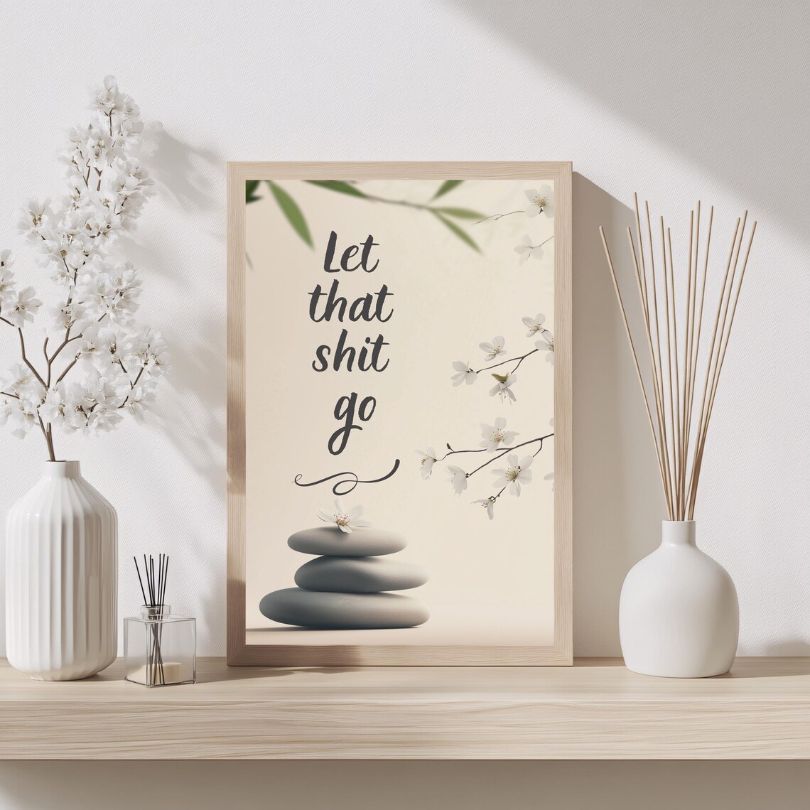 Let That Shit Go Poster Funny Zen Quote Bathroom Wall Decor Meditation Gift Art - Image 2