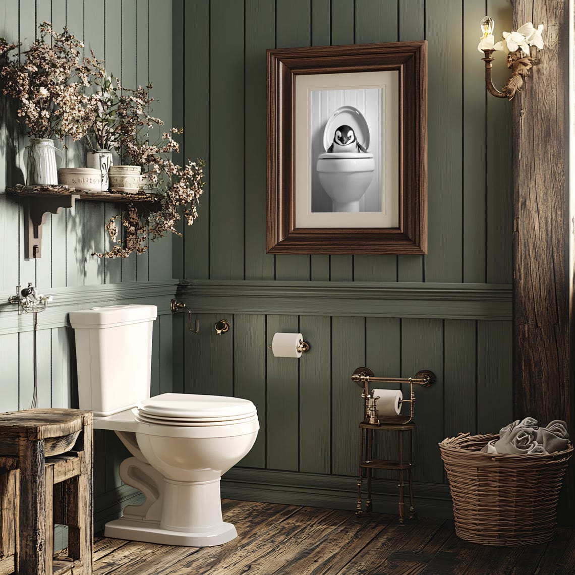 Funny Penguin Toilet Print Humorous Toilet Decor Funny Animal Bathroom Print Penguin Lover Gift Animal Toilet Print Cloakroom Wall Art - Image 3