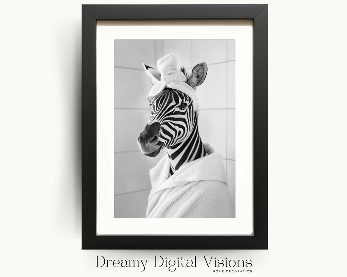 Zebra Print Funny Bathroom Print Cute Animal Print Bathroom Decor Gift For Animal Lovers Bathroom Wall Art