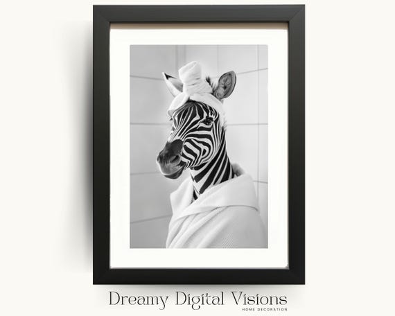 Zebra Print Funny Bathroom Print Cute Animal Print Bathroom Decor Gift For Animal Lovers Bathroom Wall Art