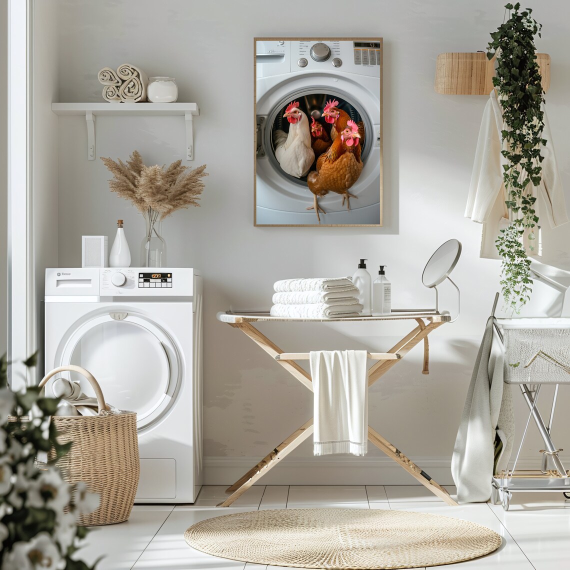 Chicken Laundry Funny Animal Print, Farmhouse Decor - Image 3