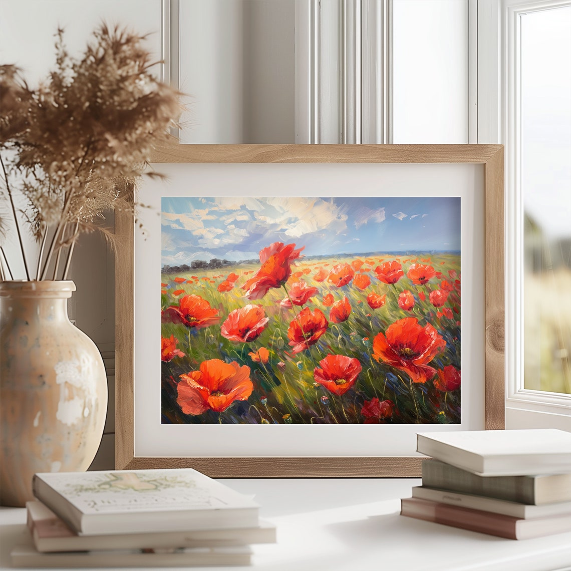 Red Poppy Field In Full Bloom Vibrant Impressionist Poster Art - Image 2