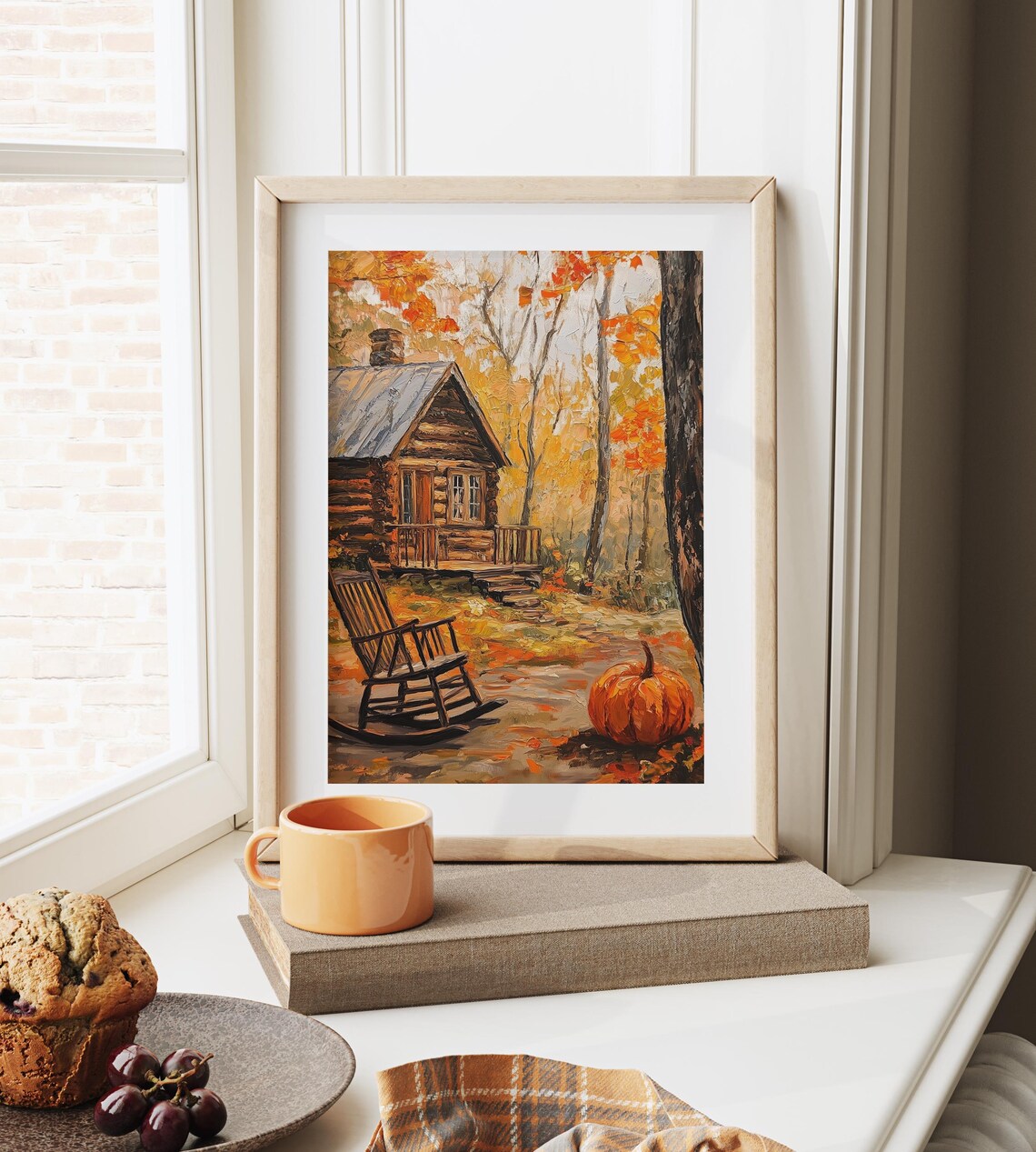 Cozy Log Cabin With Rocking Chair And Pumpkin Autumn Woods Poster - Image 6